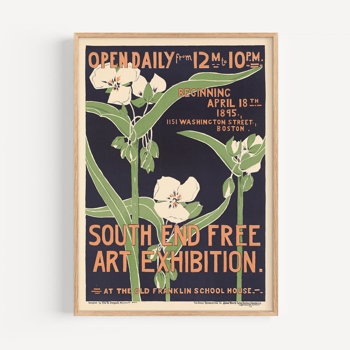 South End Free Art Exhibition Vintage Poster